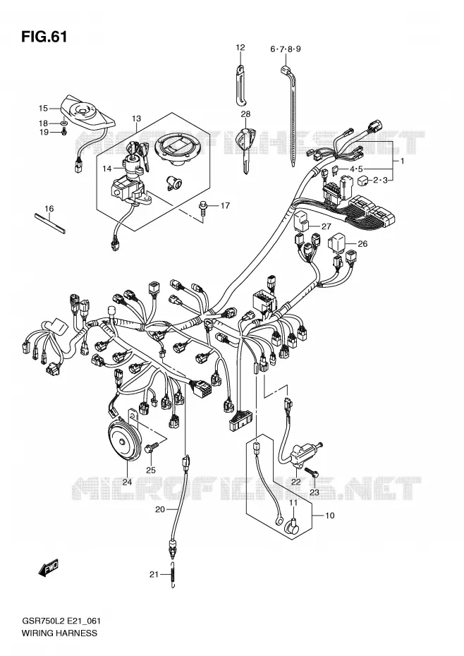 WIRING HARNESS (GSR750AL2 E21) Suzuki MOTO 750 GSR 2012  GSR750L2(E21)