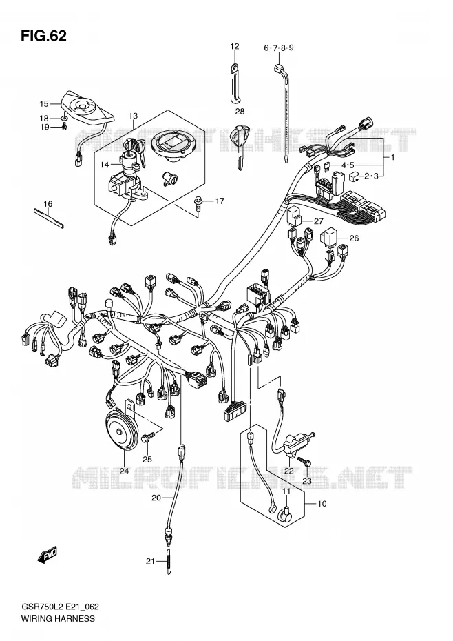 WIRING HARNESS (GSR750AL2 E24) Suzuki MOTO 750 GSR 2012  GSR750L2(E21)
