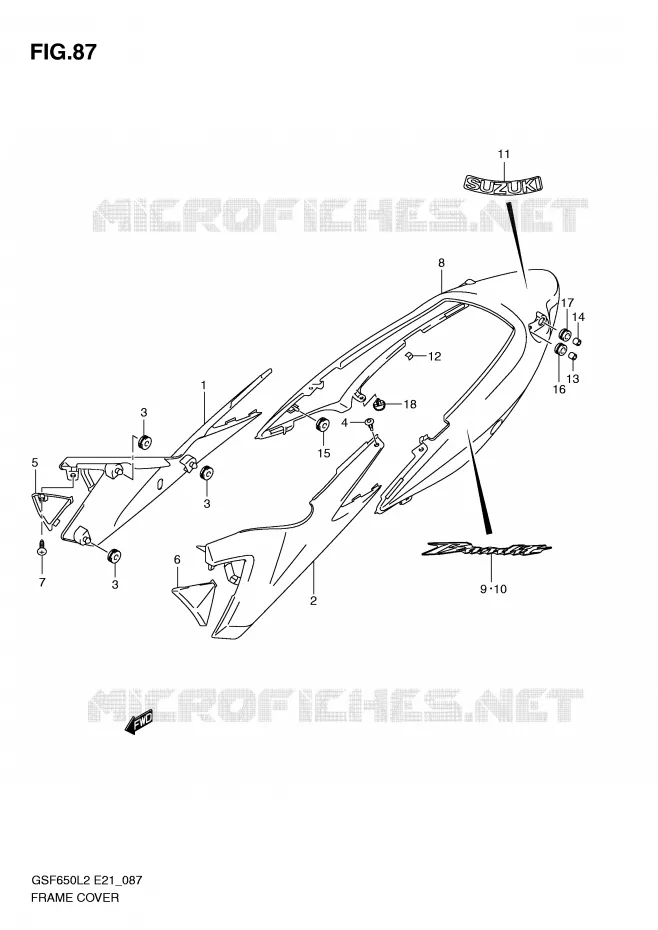 FAIRING (GSF650L2 E21) Suzuki MOTO 650 BANDIT 2012  GSF650UA L2