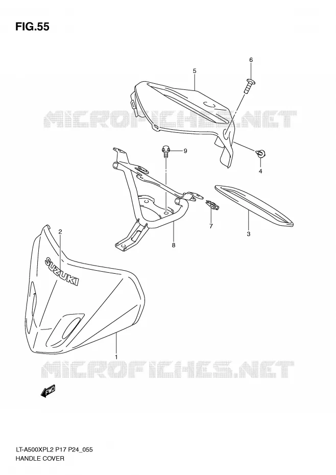 HANDLEBAR FAIRING (LT-A500XPL2 P17) Suzuki QUAD 500 KINGQUAD 2012  LT-A500XPL2(P17)