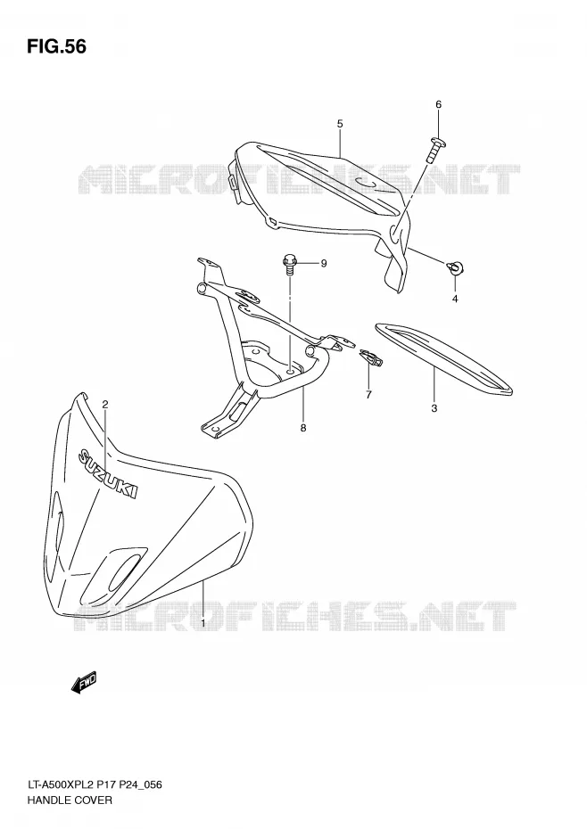 HANDLEBAR FAIRING (LT-A500XPL2 P24) Suzuki QUAD 500 KINGQUAD 2012  LT-A500XPL2(P17)