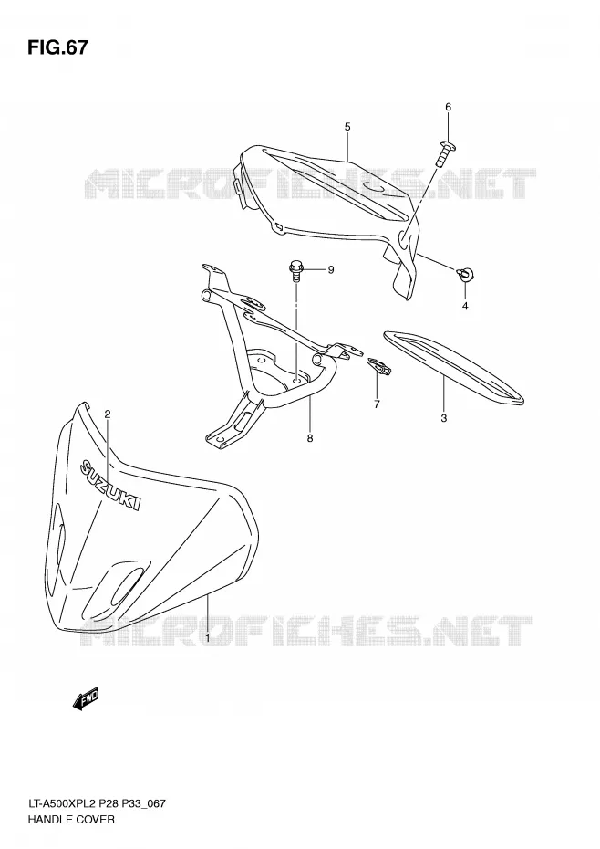 HANDLEBAR FAIRING (LT-A500XPL2 P28) Suzuki QUAD 500 KINGQUAD 2012  LT-A500XPL2(P28)