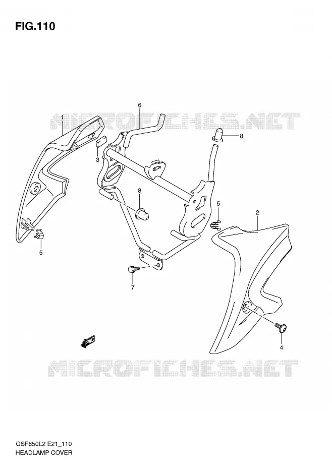 HEADLIGHT COVER (GSF650UAL2 E21) Suzuki MOTO 650 BANDIT 2012  GSF650AL2(E21)