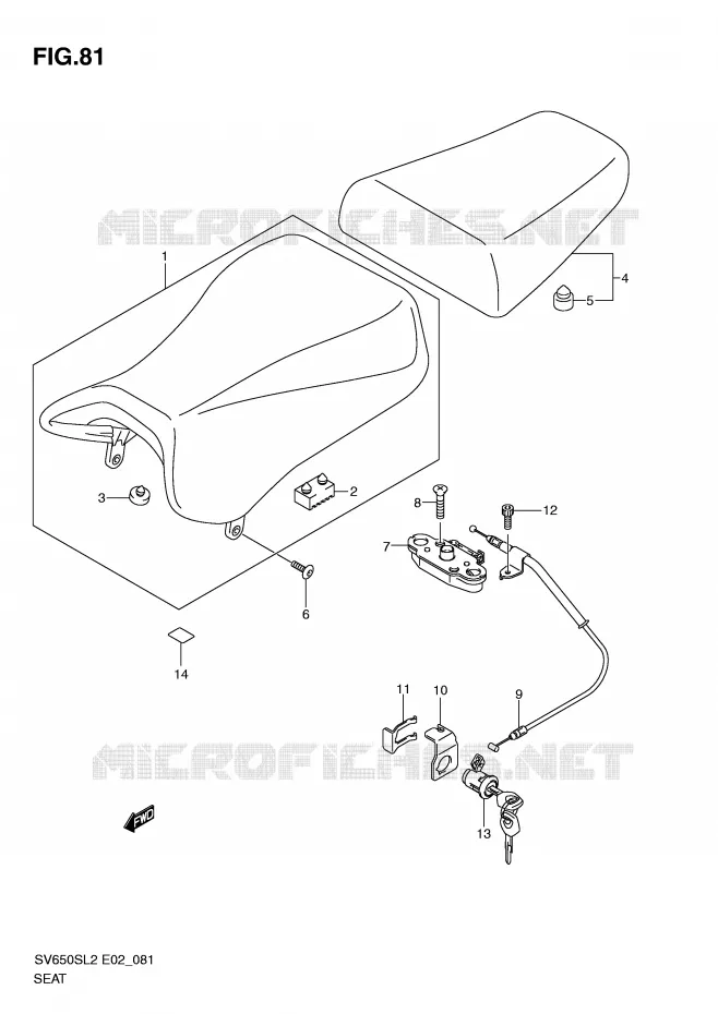 SEAT (SV650SL2 E24) Suzuki MOTO 650 SV 2012  SV650SAL2(E02)