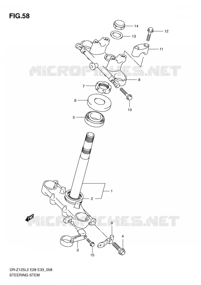STEERING COLUMN (DR-Z125L2 E28) Suzuki MOTO 125 DR-Z 2012  DR-Z125LL2(E28)