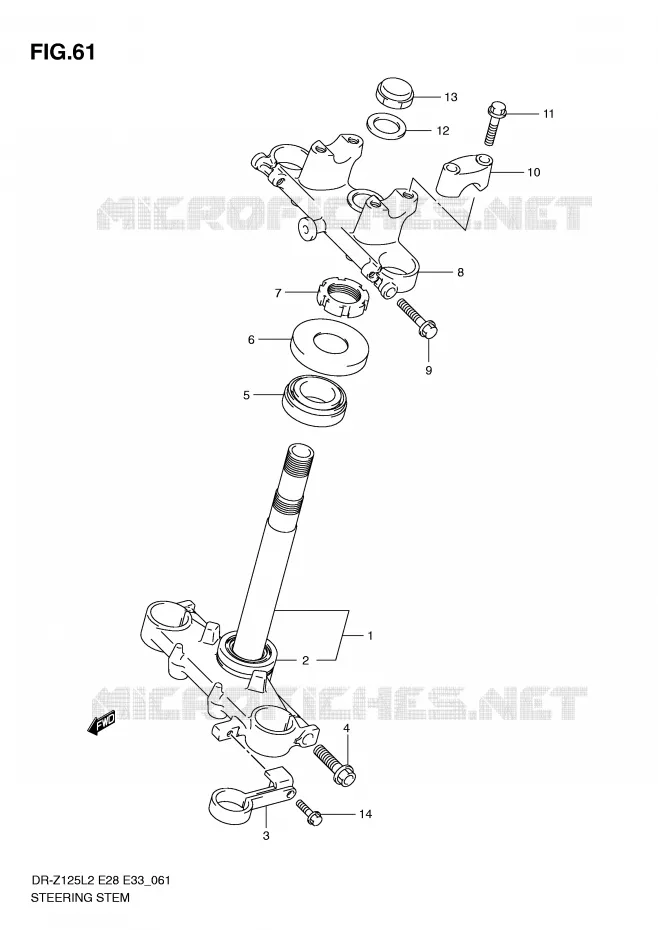 STEERING COLUMN (DR-Z125LL2 E33) Suzuki MOTO 125 DR-Z 2012  DR-Z125LL2(E28)