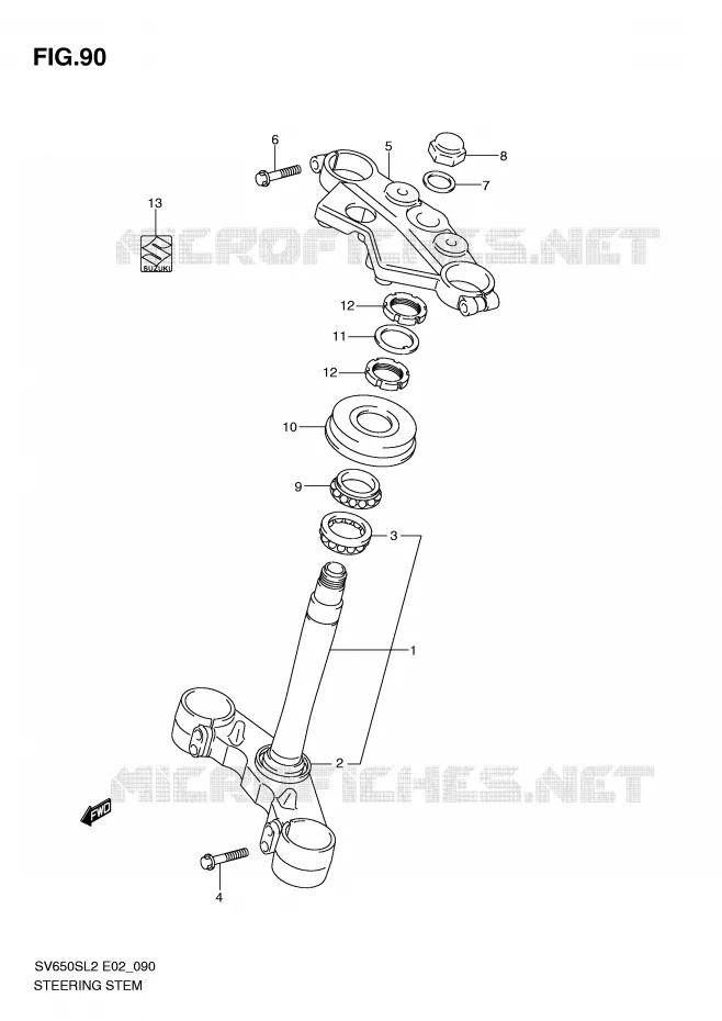 STEERING COLUMN (SV650SL2 E24) Suzuki MOTO 650 SV 2012  SV650SL2(E02)