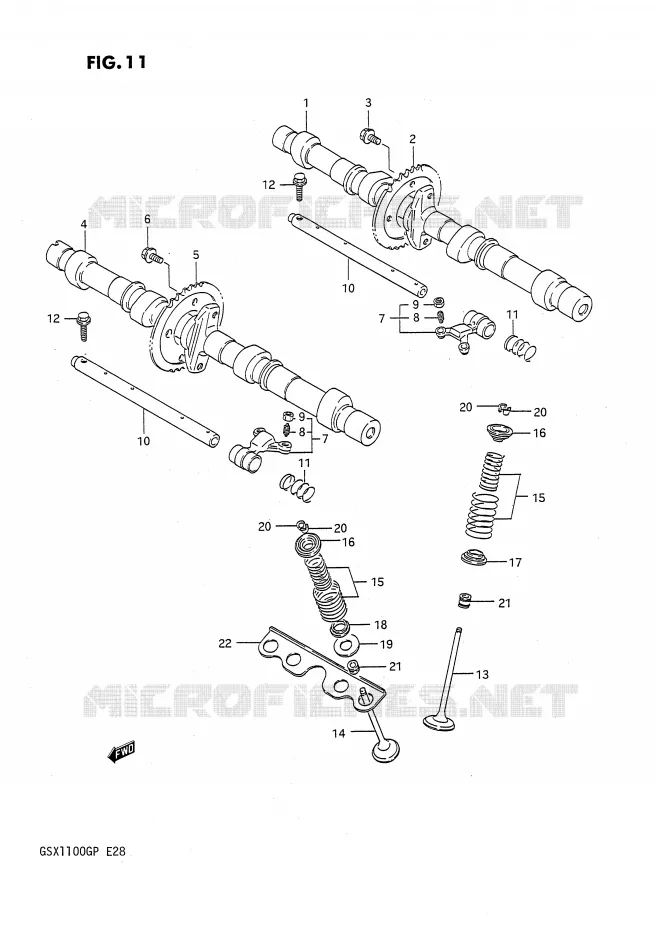 CAM SHAFT - VALVE Suzuki MOTO 1100 GSX-G 1993  GSX1100GP(E28)