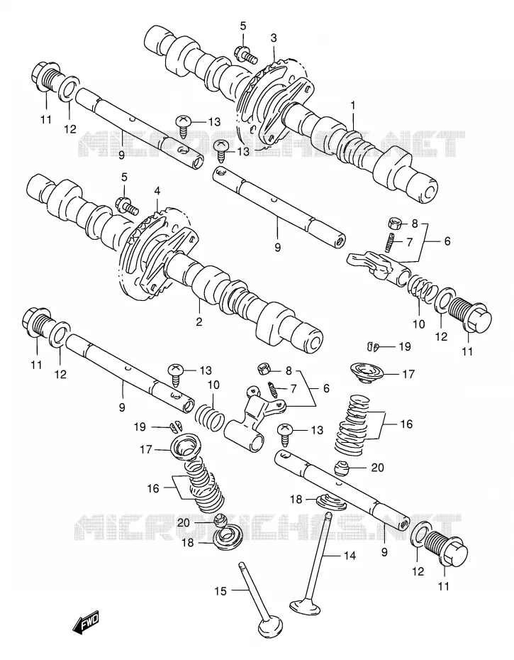 CAM SHAFT - VALVE Suzuki MOTO 400 GSX 1997  GSX400V(E30)