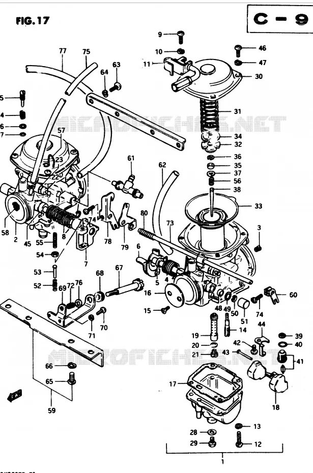 CARBURETOR (MODEL D) Suzuki MOTO 250 GSX 1982  GSX250Z(Z/D)