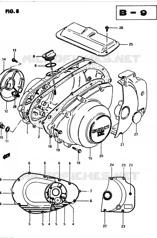 CRANKCASE COVER (MODEL D) Suzuki MOTO 250 GSX 1982  GSX250SZ(Z/D)