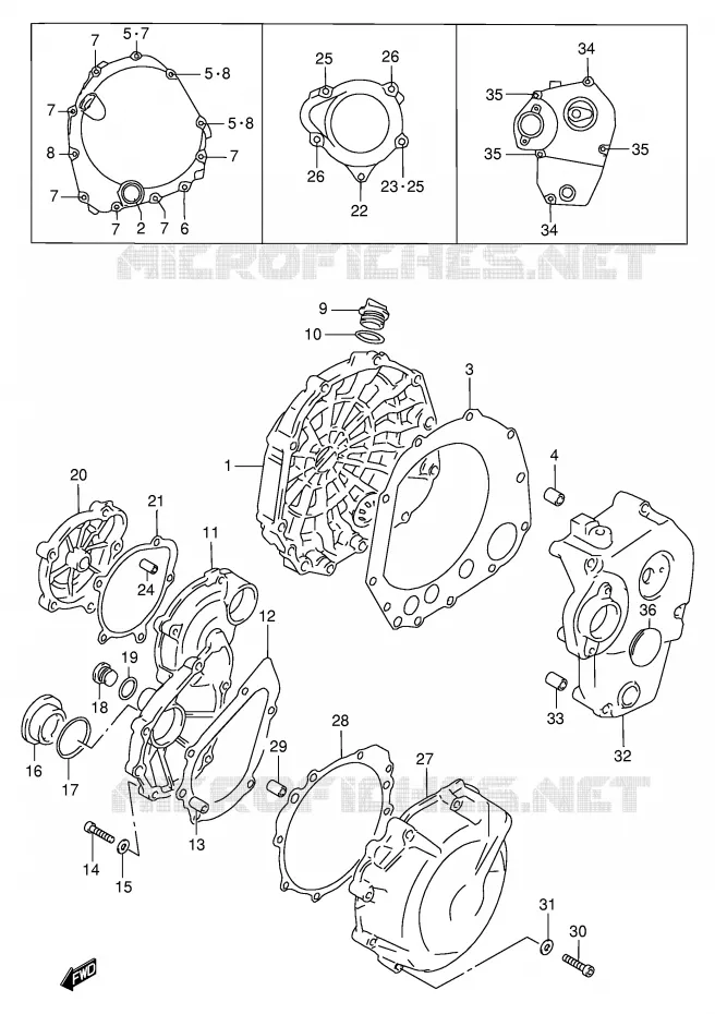 CRANKCASE COVER (MODEL T/V) Suzuki MOTO 750 GSX-R 1999  GSX-R750X(E2)