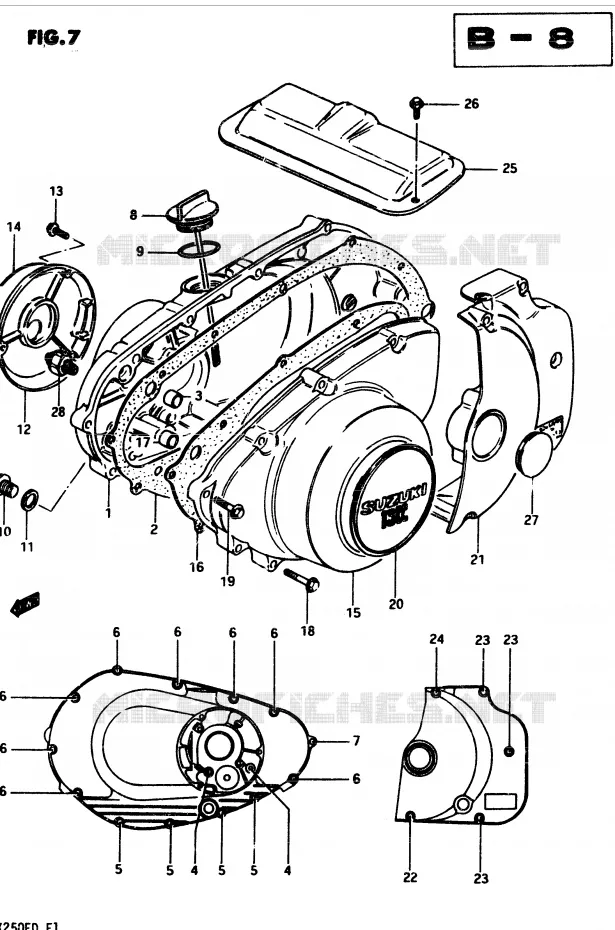 CRANKCASE COVER (MODEL Z) Suzuki MOTO 250 GSX 1982  GSX250SZ(Z/D)