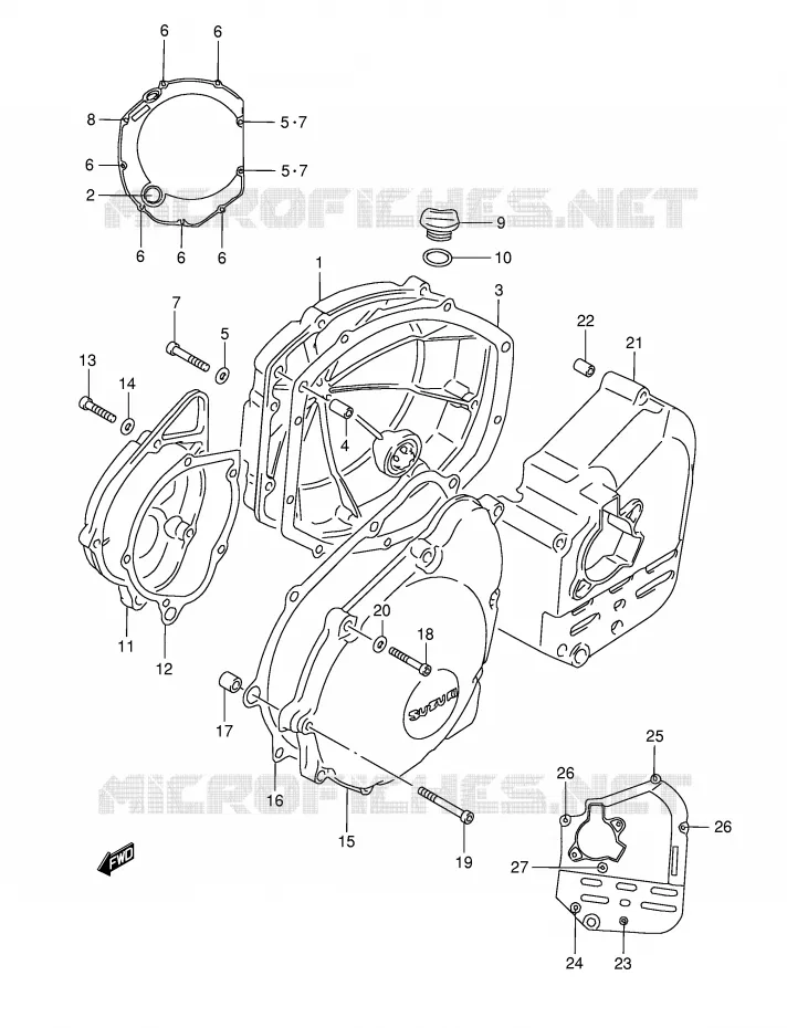 CRANKCASE COVER Suzuki MOTO 1200 BANDIT 1999  GSF1200SX(E28)