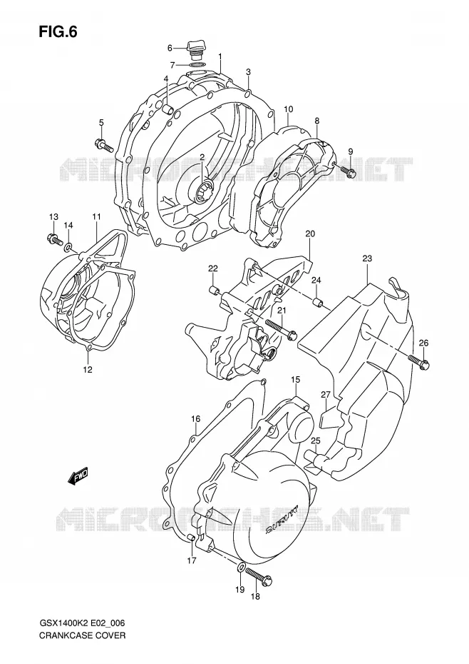 CRANKCASE COVER Suzuki MOTO 1400 GSX 2002  GSX1400K2(E2)