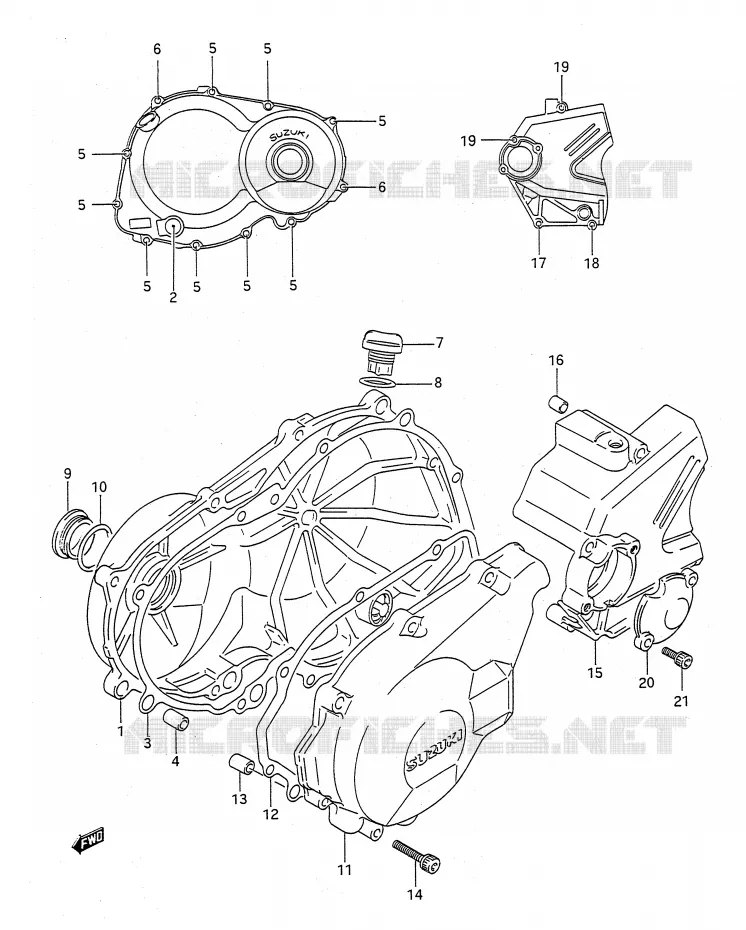 CRANKCASE COVER Suzuki MOTO 400 BANDIT-N 1993  GSF400P(E28)