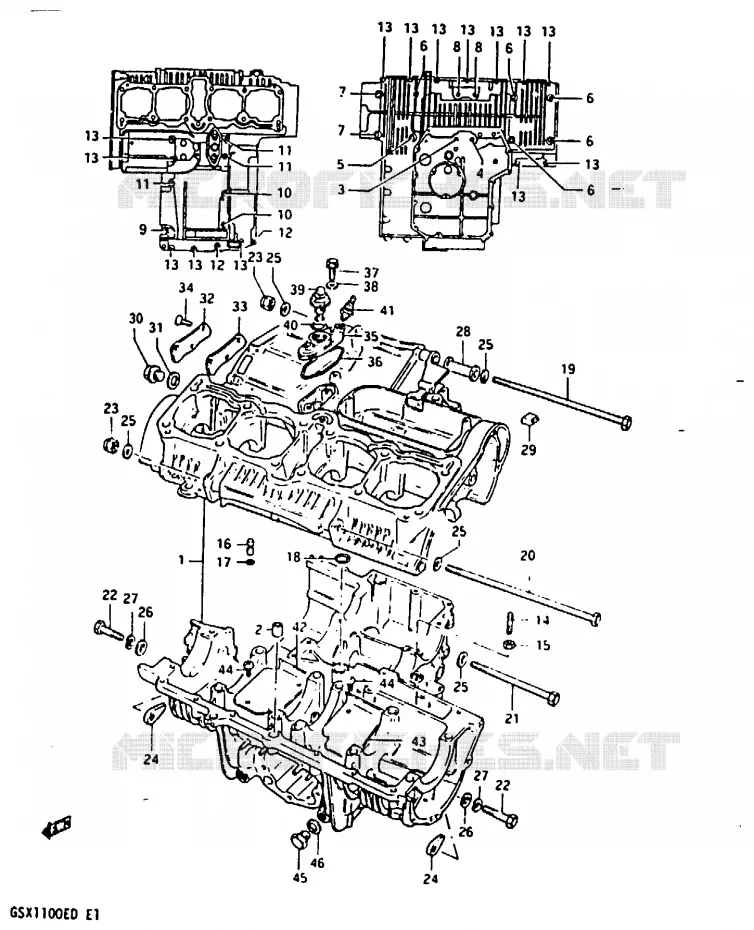 CRANKCASE (MODEL D) Suzuki MOTO 1100 GSX-E 1982  GSX1100EZ(Z/D)