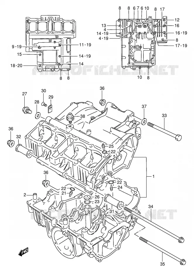 CRANKCASE Suzuki MOTO 250 GSX 1994  GSX250FR(E24)