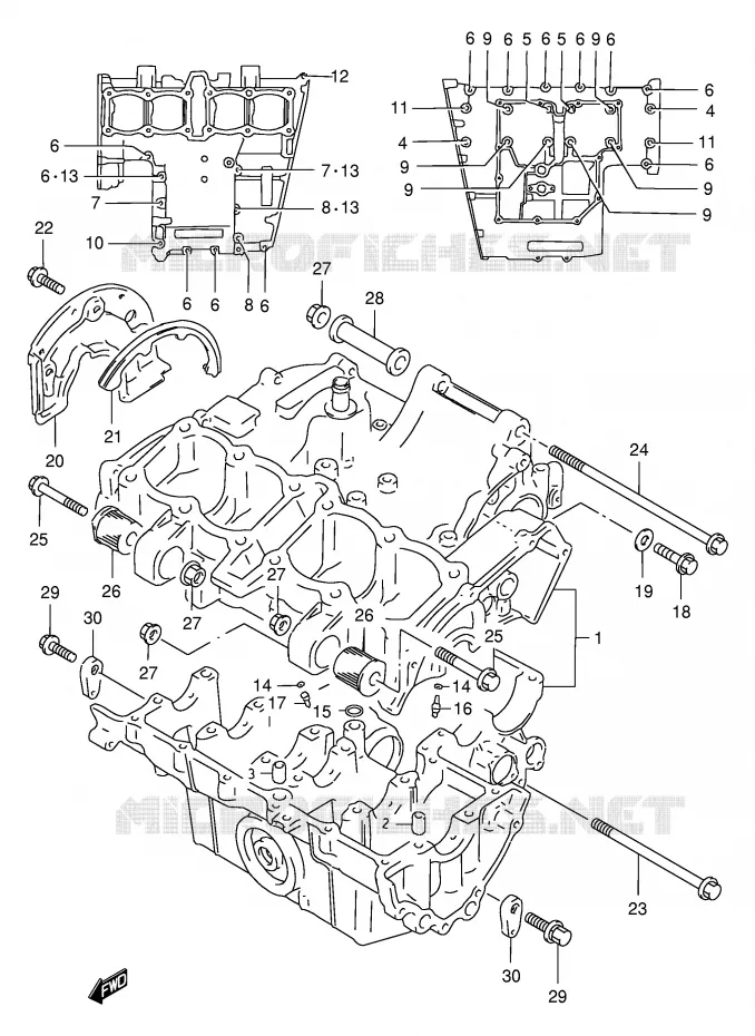 CRANKCASE Suzuki MOTO 400 GSX 1997  GSX400V(E30)