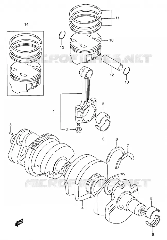 CRANKSHAFT Suzuki MOTO 1200 BANDIT 1996  GSF1200ST(E2)
