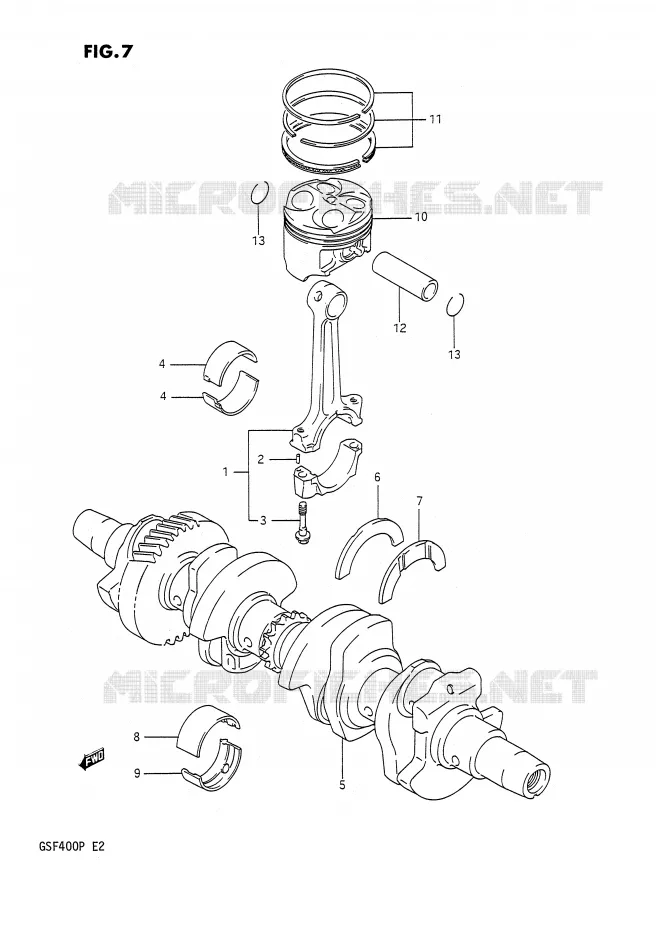 CRANKSHAFT Suzuki MOTO 400 BANDIT 1993  GSF400P(E2)