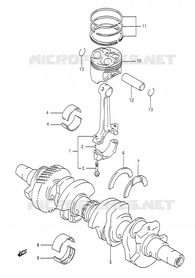 CRANKSHAFT Suzuki MOTO 400 BANDIT-N 1993  GSF400P(E28)