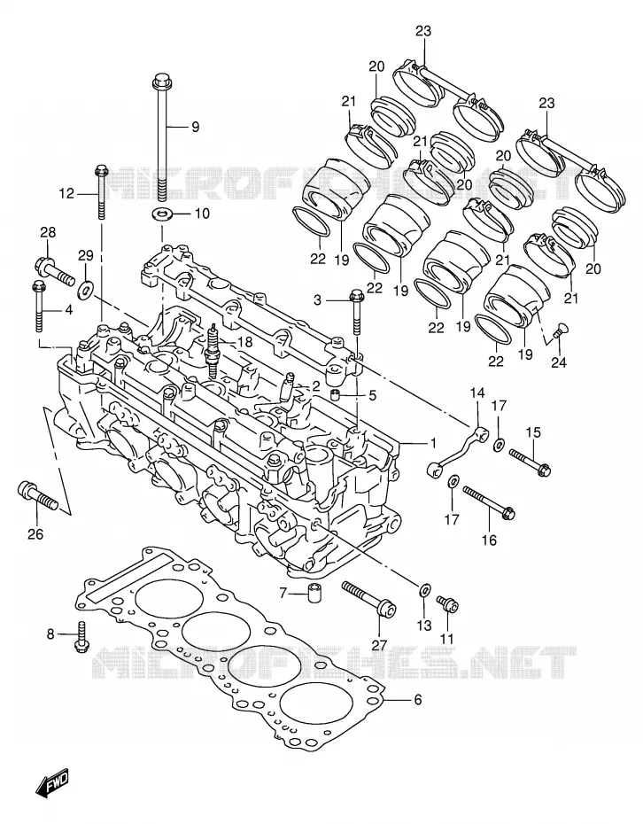 CYLINDER HEAD (MODEL W/X) Suzuki MOTO 750 GSX-R 1996  GSX-R750T(E2)