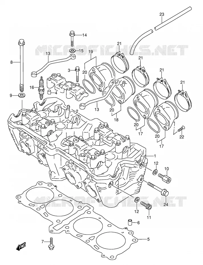 CYLINDER HEAD Suzuki MOTO 1100 GSX-R 1995  GSX-R1100WSKS(E28)
