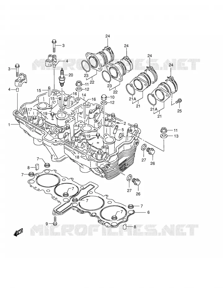 CYLINDER HEAD Suzuki MOTO 1200 BANDIT 2003  GSF1200K3(E2)