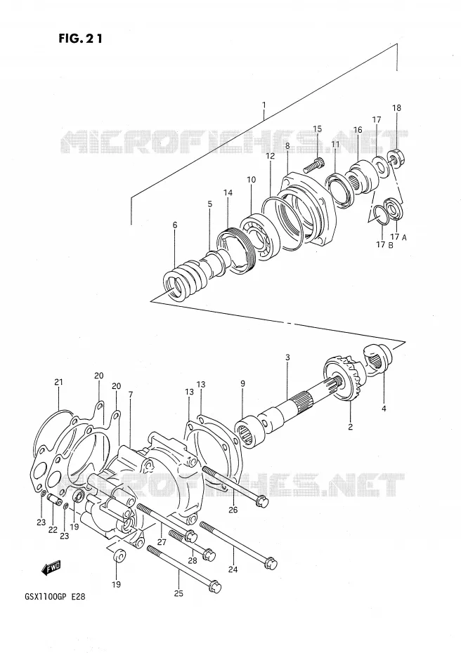 DRIVESHAFT (MODEL M) Suzuki MOTO 1100 GSX-G 1993  GSX1100GP(E28)