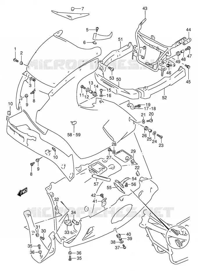 FAIRING INSTALLATION PARTS Suzuki MOTO 250 GSX 1991  GSX250FM(E24)