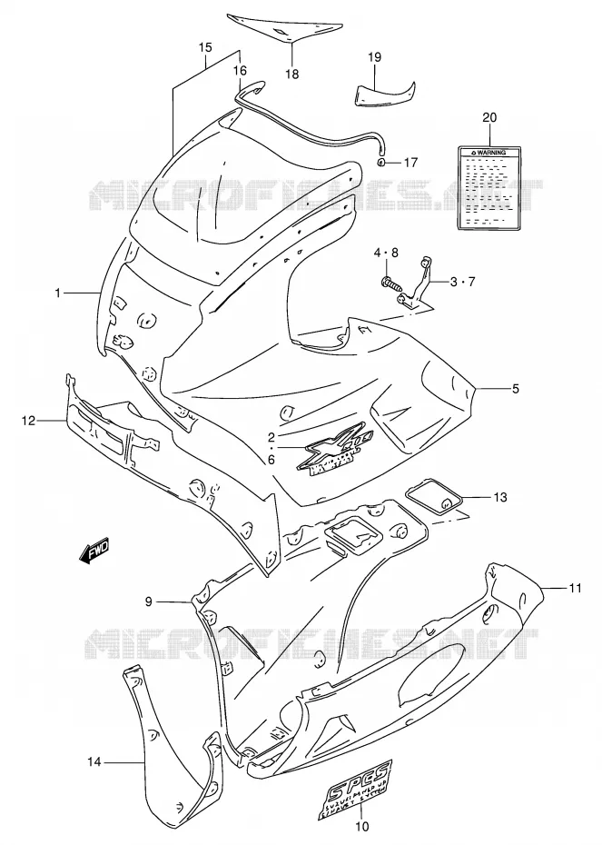 FAIRING (MODEL M 19A) Suzuki MOTO 250 GSX 1993  GSX250FP(E24)