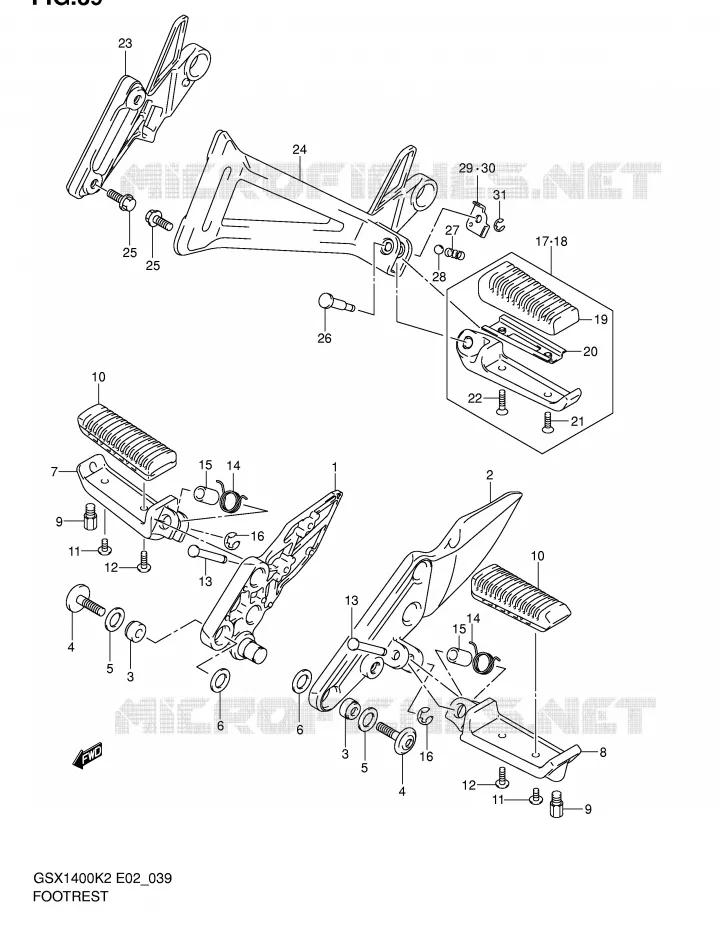 FOOTREST Suzuki MOTO 1400 GSX 2005  GSX1400U1K5(E2)