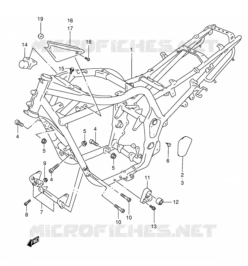 FRAME (MODEL V/W) Suzuki MOTO 1200 BANDIT 1997  GSF1200SAV(E28)