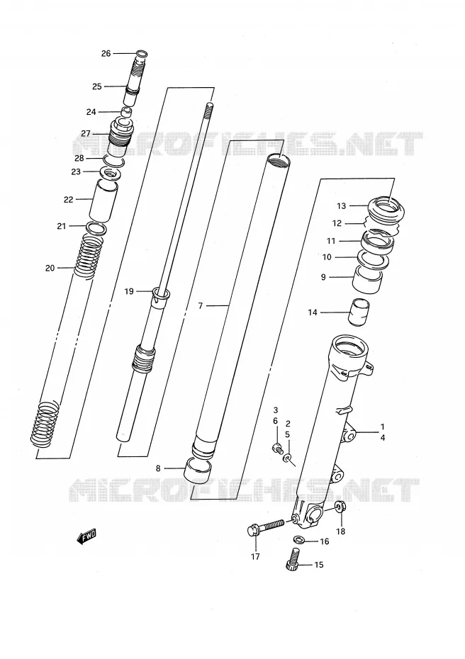 FRONT FORK (MODEL K/L/M/N/P) Suzuki MOTO 1100 GSX-F 1988  GSX1100FJ(E28)