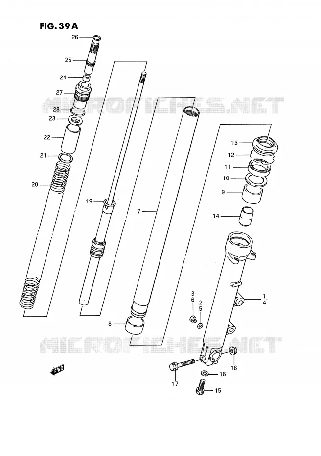 FRONT FORK (MODEL K/L/M/N/P) Suzuki MOTO 1100 GSX-F 1991  GSX1100FM(E2)