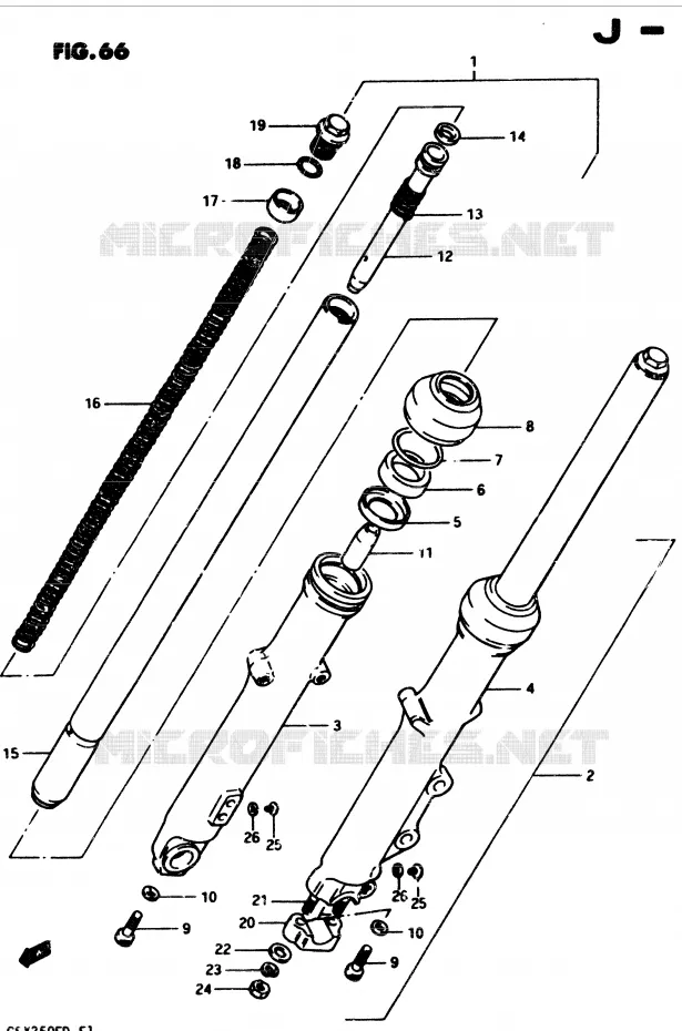 FRONT FORK (MODEL Z/D E24, GSX250SZ E24) Suzuki MOTO 250 GSX 1982  GSX250Z(Z/D)