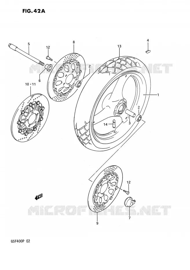 FRONT WHEEL (E22) Suzuki MOTO 400 BANDIT 1993  GSF400P(E2)