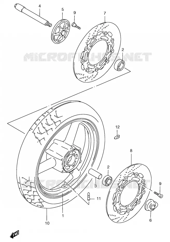 FRONT WHEEL (GSF1200SAV/SAW/SAX/SAY) Suzuki MOTO 1200 BANDIT 2000  GSF1200SAY(E2)