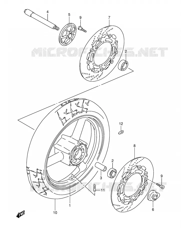 FRONT WHEEL (GSF1200SAV) Suzuki MOTO 1200 BANDIT 2000  GSF1200SY(E28)