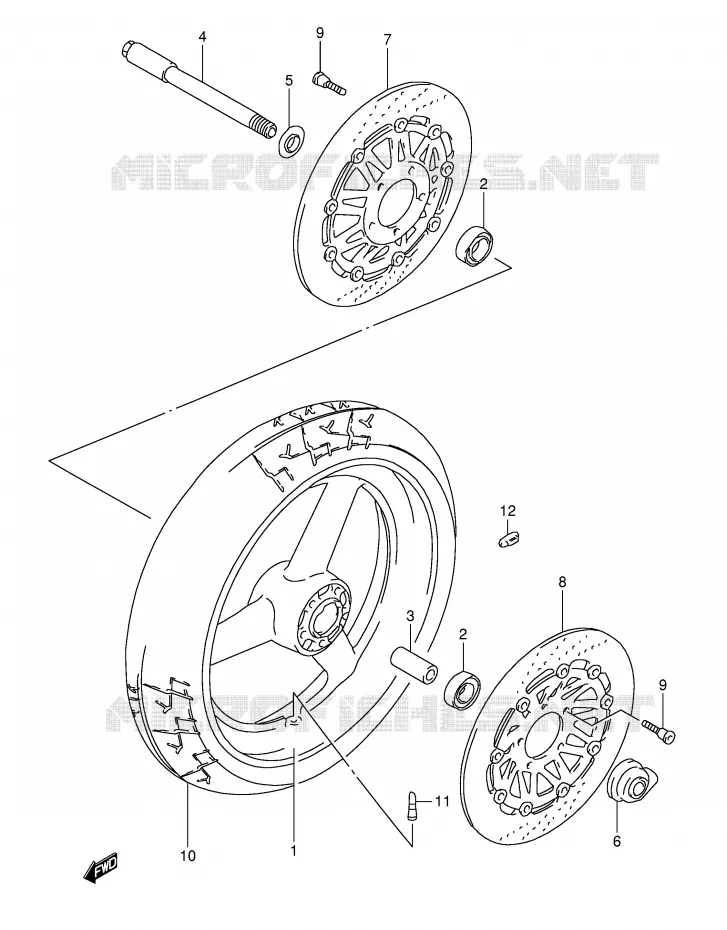 FRONT WHEEL (GSF1200ST/SV/SW/SX/SY) Suzuki MOTO 1200 BANDIT 1998  GSF1200SW(E28)
