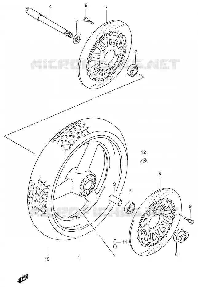 FRONT WHEEL (GSF1200T/V/W/X/Y/ST/SV/SW/SX/SY) Suzuki MOTO 1200 BANDIT 2000  GSF1200SAY(E2)
