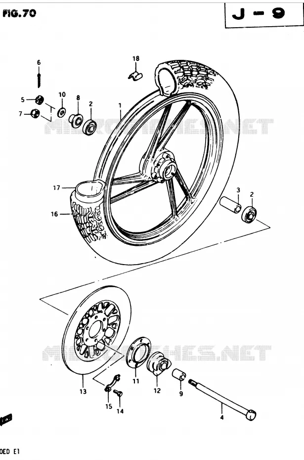 FRONT WHEEL (MODEL D) Suzuki MOTO 250 GSX 1982  GSX250ESZ(Z/D)