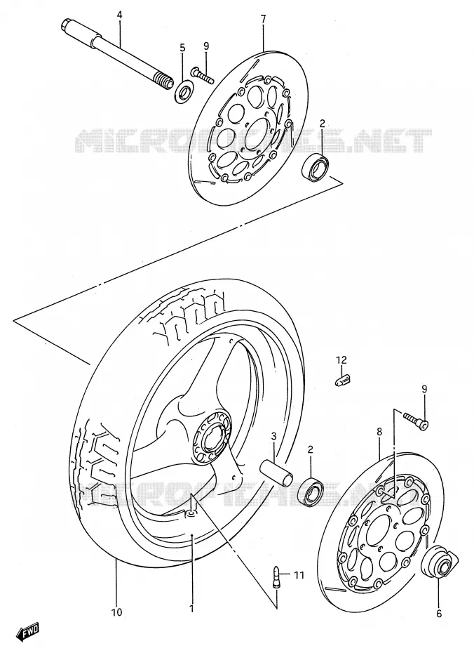 FRONT WHEEL (MODEL N/P) Suzuki MOTO 750 GSX-R 1995  GSX-R750WS(E28)