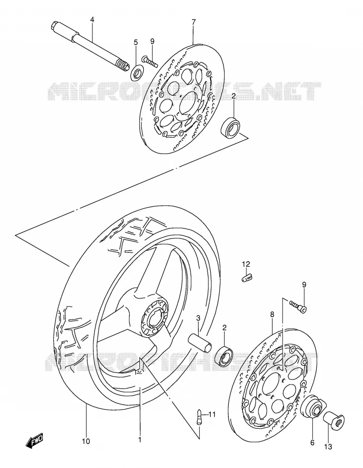 FRONT WHEEL (MODEL S/T/V/W) Suzuki MOTO 1100 GSX-R 1998  GSX-R1100WW(E28)