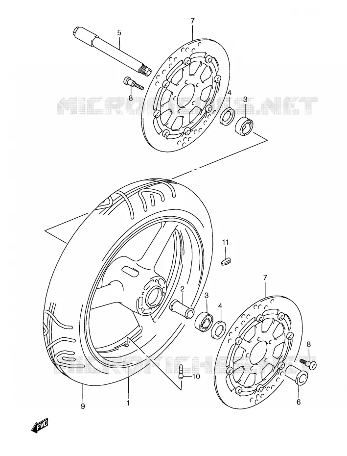 FRONT WHEEL (MODEL W/X) Suzuki MOTO 600 GSX-R 1998  GSX-R600W(E2)