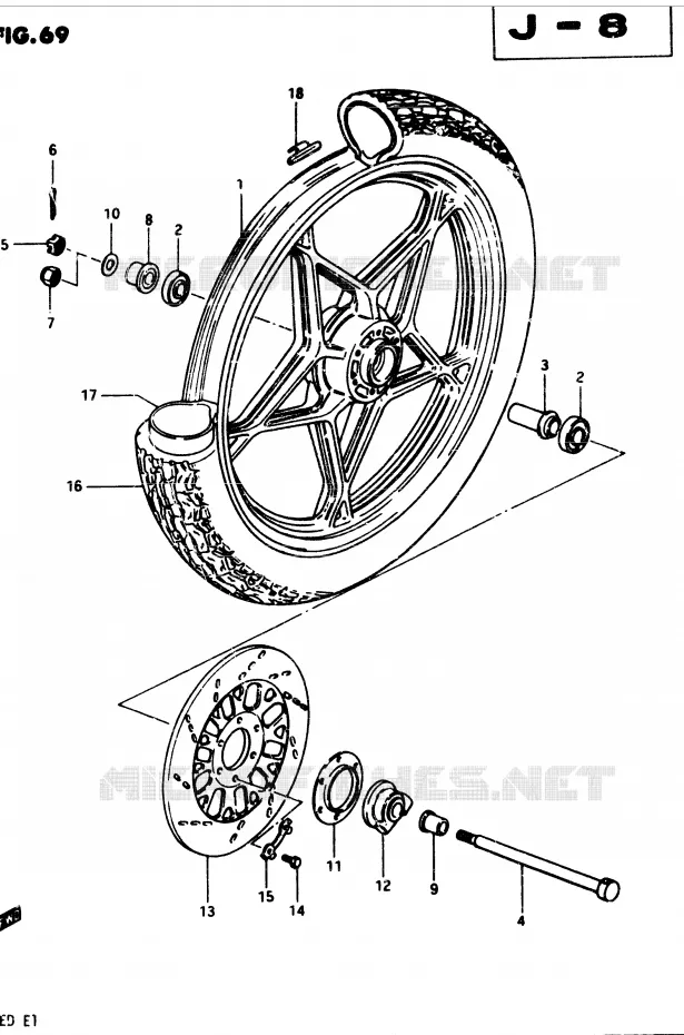 FRONT WHEEL (MODEL Z) Suzuki MOTO 250 GSX 1982  GSX250Z(Z/D)