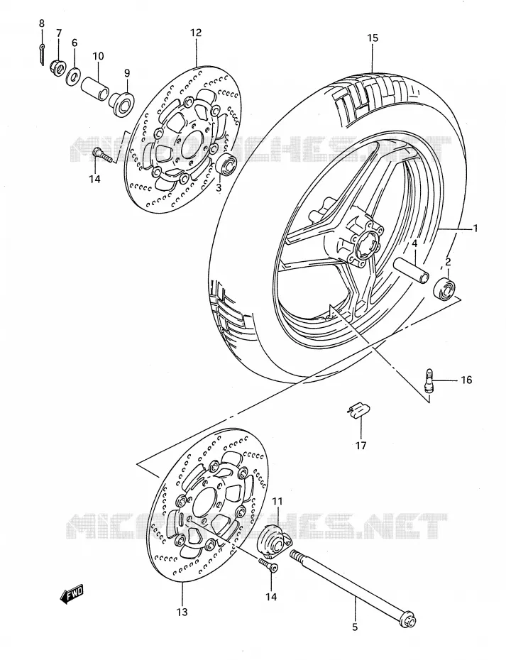 FRONT WHEEL Suzuki MOTO 1100 GSX-F 1991  GSX1100FM(E28)