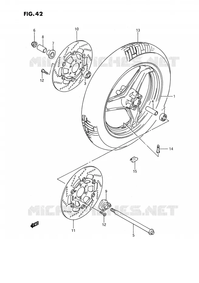 FRONT WHEEL Suzuki MOTO 1100 GSX-F 1994  GSX1100FR(E2)