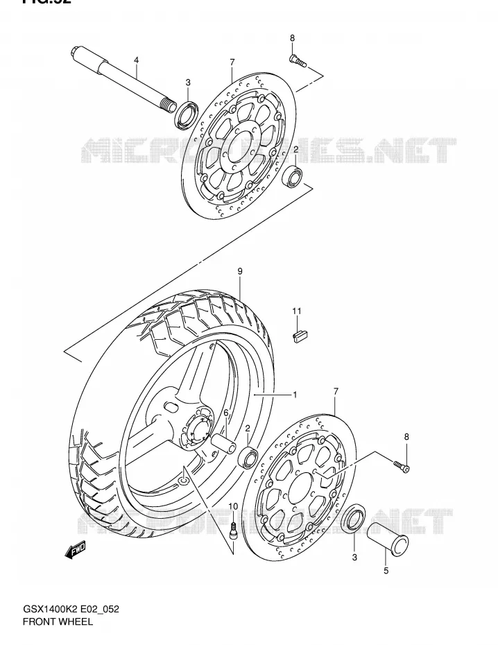 FRONT WHEEL Suzuki MOTO 1400 GSX 2003  GSX1400U1K3(E2)